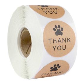 500 Pcs Kraft Paper Thank You Stickers Dog Paws Seals Baking Stickers Gift Wrap Stickers Decorative Labels, 1 Roll