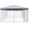 Outdoor Dog Kennel with Roof Galvanized Steel 25'x13'x7.9'