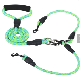 Double Dogs Leash No-Tangle Dogs Lead Reflective Dogs Walking Leash w/ Swivel Coupler Padded Handle