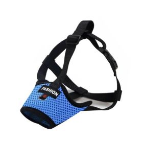 Dog Muzzle,Soft Nylon Muzzle Anti Biting Barking Chewing,Air Mesh Breathable Drinkable Adjustable Loop Pets Muzzle (Color: Blue)