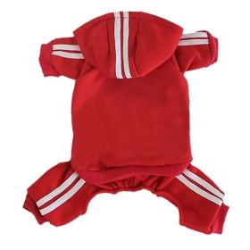 Casual Pet Dog Striped Hoodie Sweatpants Suits (Type: RedS)