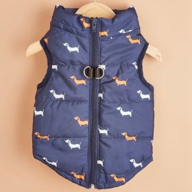 Cartoon Cardigan Waistcoat with Zipper Tractive Hole for Dogs (Type: BluedogXL)